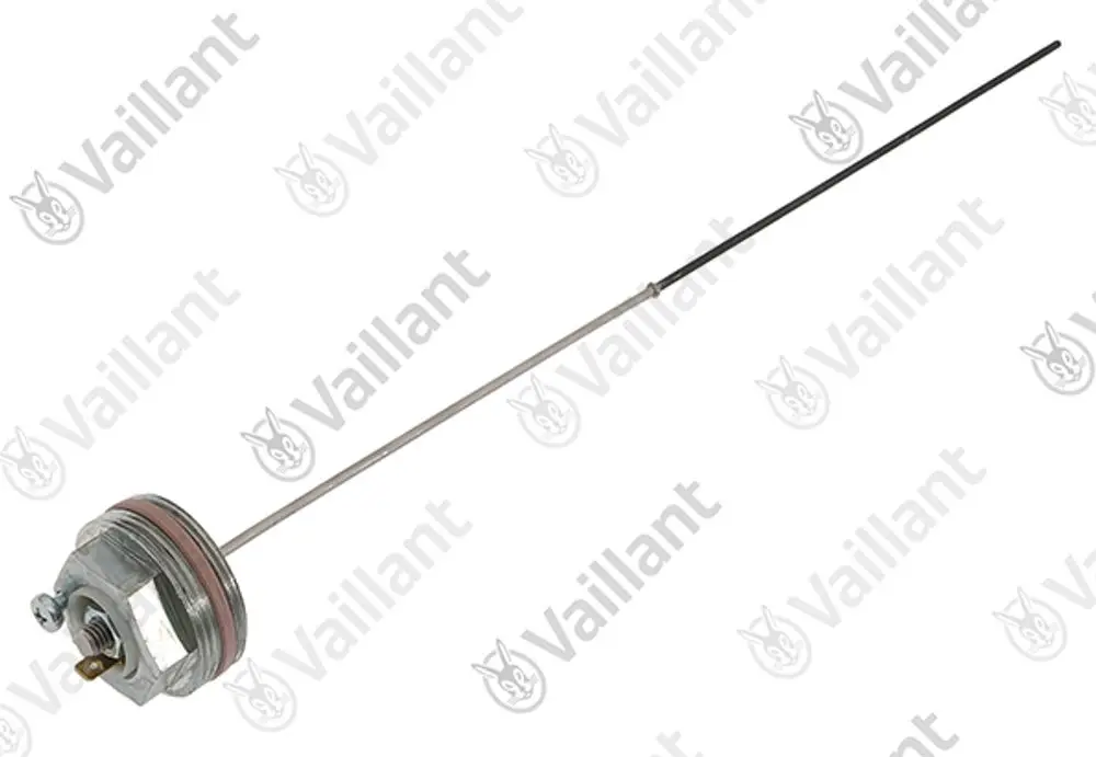 Vaillant Schutzanode mit Metallgehäuse und langem Stab, zur Verwendung in Warmwassergeräten zur Korrosionsvermeidung.